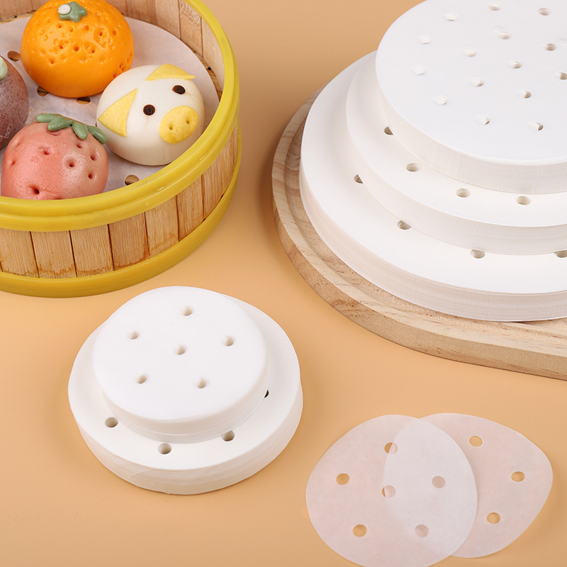 Steamer Mat Paper Disposable Steamer Paper Non-Stick Pan Oil Paper Mat Food Grade Non-Stick Steamed Dumplings Steamed Buns Paper