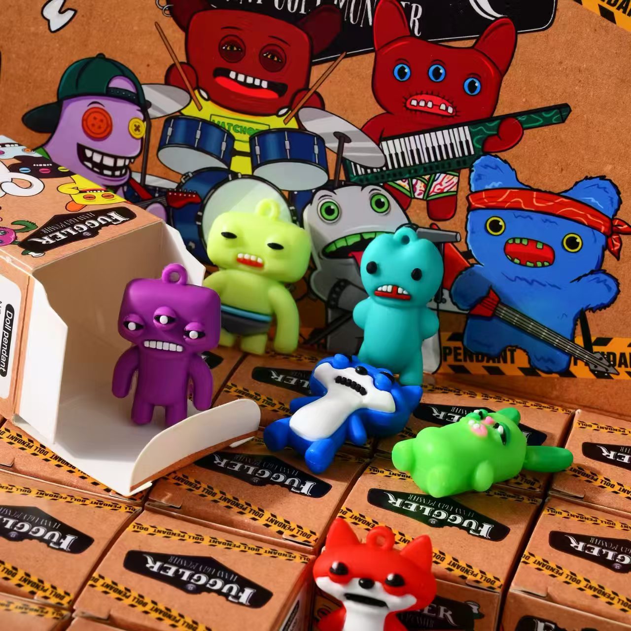 Cross-Border New 24-Piece Fuggler Cute Monster Pendant Keychain Doll Blind Box Funny Primary School Student Pendant