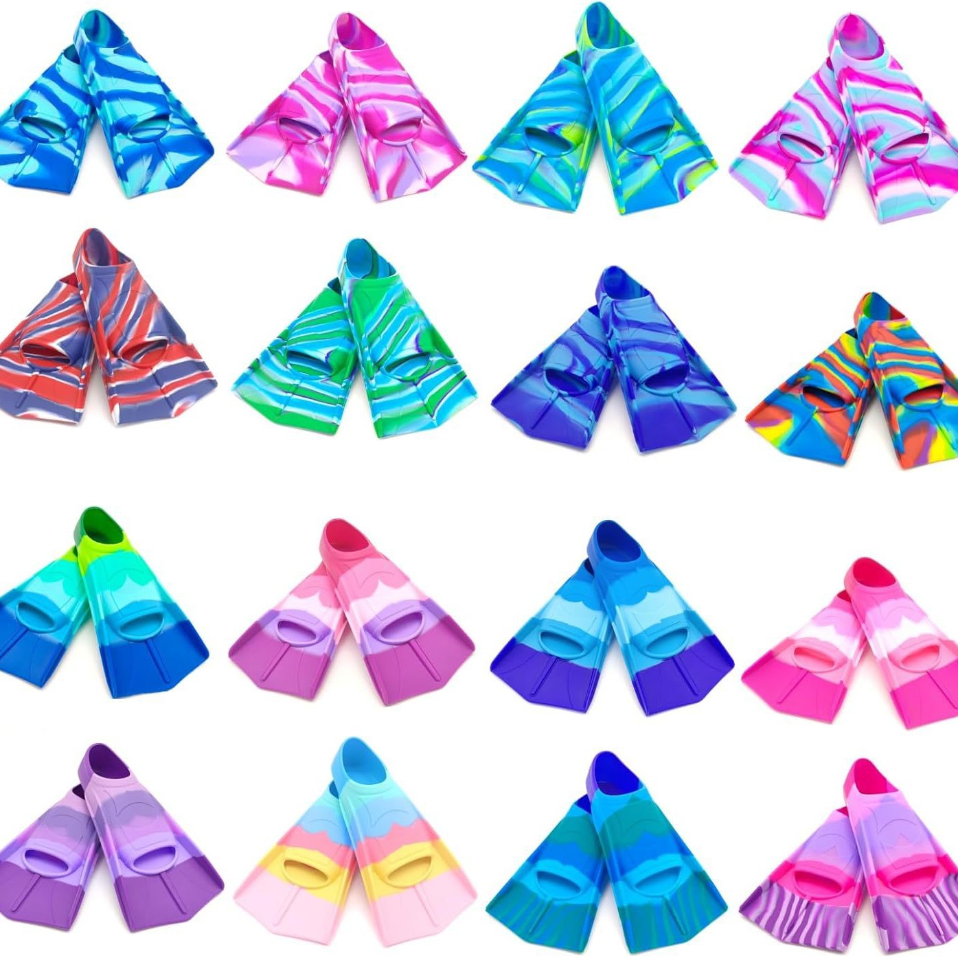 Amazon Swimming Flippers Custom Flippers Free Diving Short Flippers Full Silicone Non-slip Foot Flippers for Adults and Children