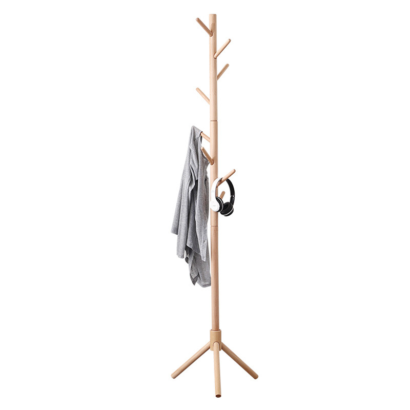Beech Household Hanger Bedroom Floor Coat Rack Solid Wood Simple Modern Vertical Living Room Corner Clothes Pole