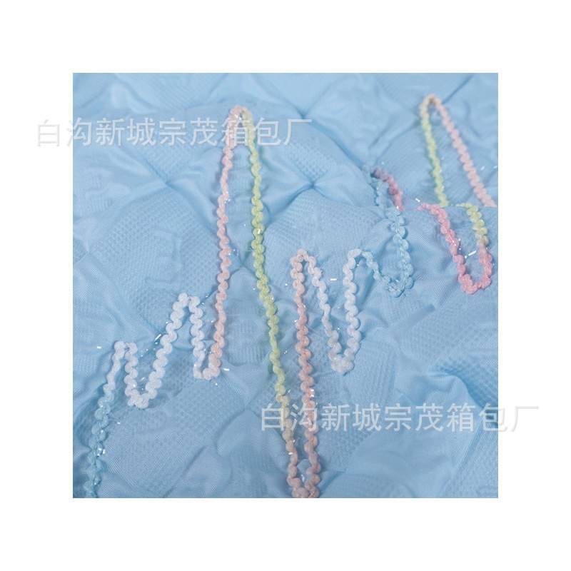 Puff Quilted Embroidered Fabric Polyester Luggage Fabric Oxford Cloth Pleated High-Elastic Embroidered Fabric Cosmetic Bag