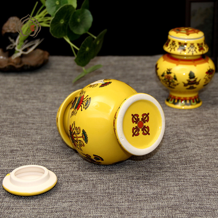 Treasure Bottle Treasure Bottle Ornaments Ceramic Eight Auspicious Dragon King Xizang Trumpet 12cm High