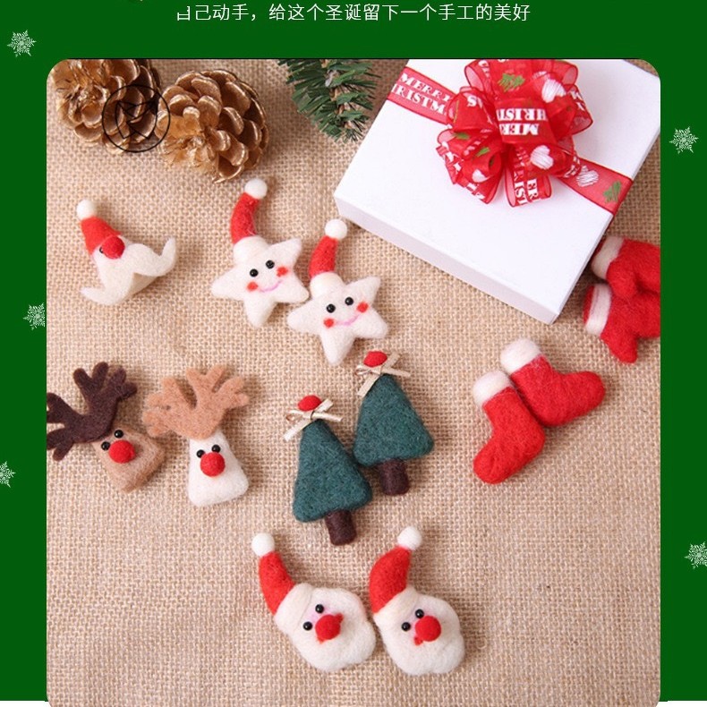 Кросс-бодер войлочный олененок Санта Клаус украшение для рождественской елки DIY рождественское мягкое украшение ручной работы маленький подвес
