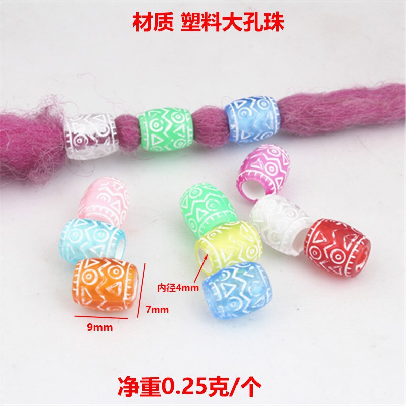 Dreadlock Jewelry, Headwear, Braided Hair, Decorative Beads, Girls and Kidsren's Braid Accessories, Colorfulful Large Hole Acrylic Beads