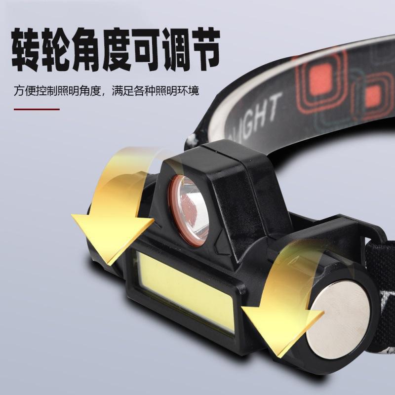 Cross-border magnet headlight head-mounted lighting strong light camping mountaineering USB charging far and near light cob night fishing