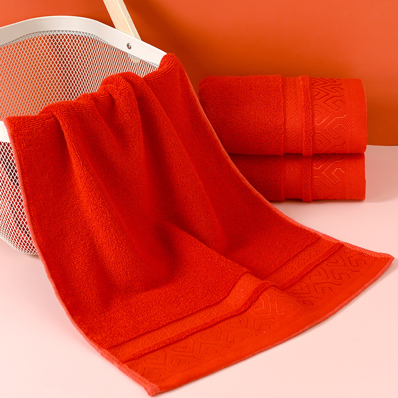 Red towel lint-free pure cotton absorbent wedding gift factory wholesale wedding supplies hand gift face towel