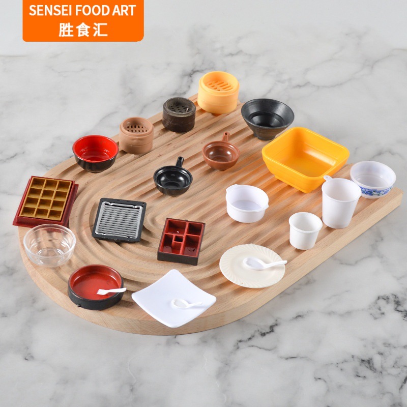 Симуляция синей тарелки с цветами, пароварка, миниатюрный контейнер для еды и игры, мини-кухня, ручная работа, мягкая глиняная посуда