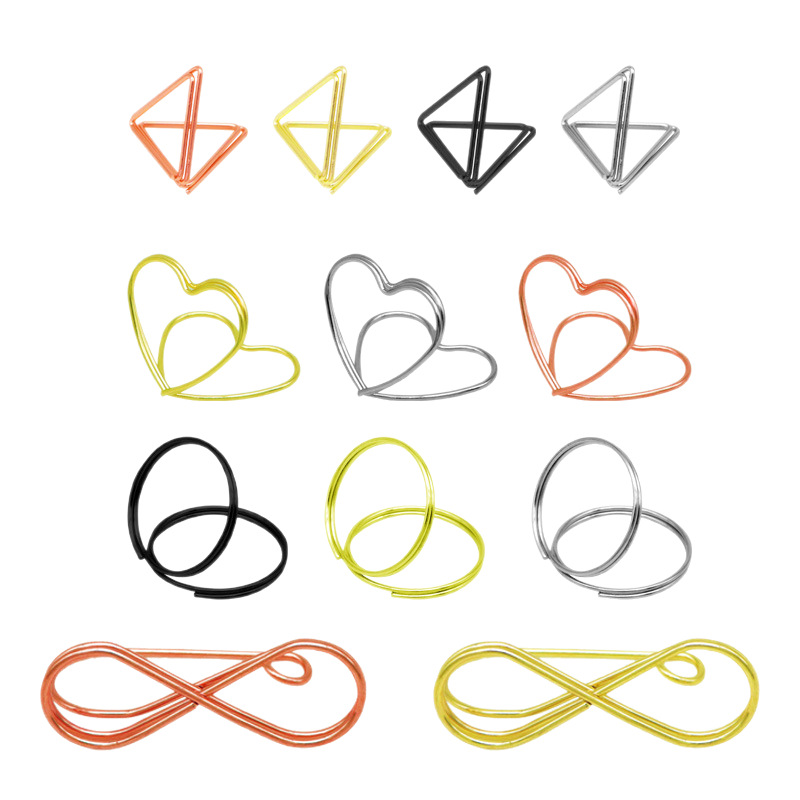 Triangular Sticky Note Holder Double-Layer Heart-Shaped Business Card Holder Wedding Memo Storage Desk Card Number Plate Photo Display Clip