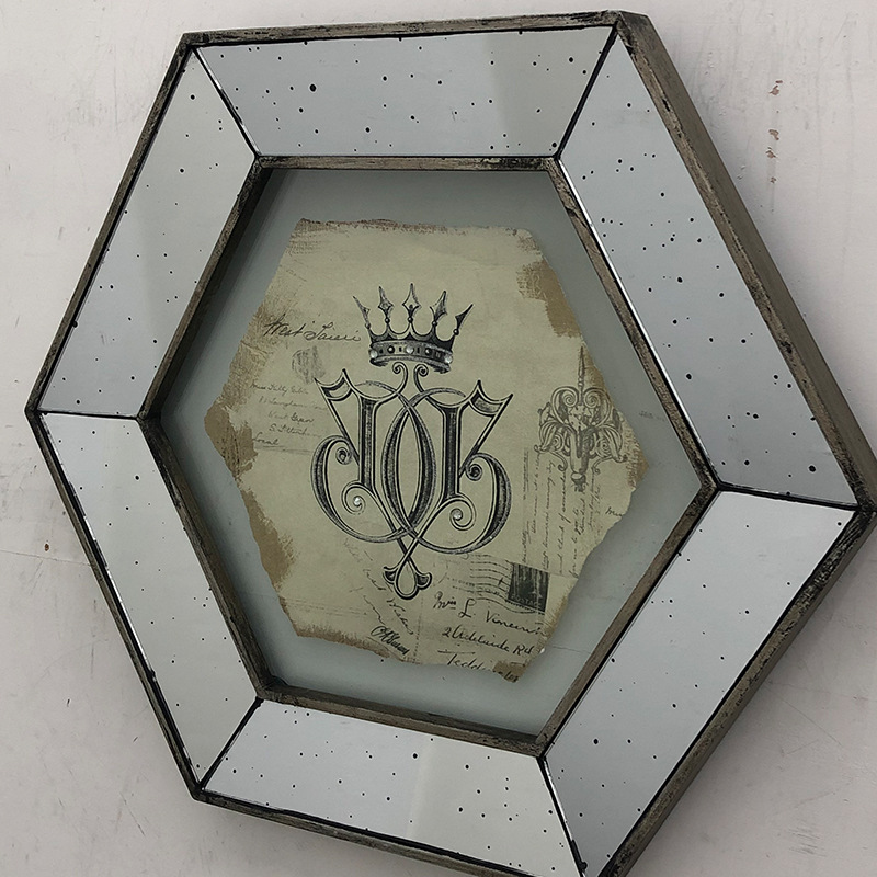 Crown Hanging Painting Retro Mottled Dot Mirror Wall Decoration Hexagonal Decorative Painting Scandinavian Home Sofa Background Wall Accessories