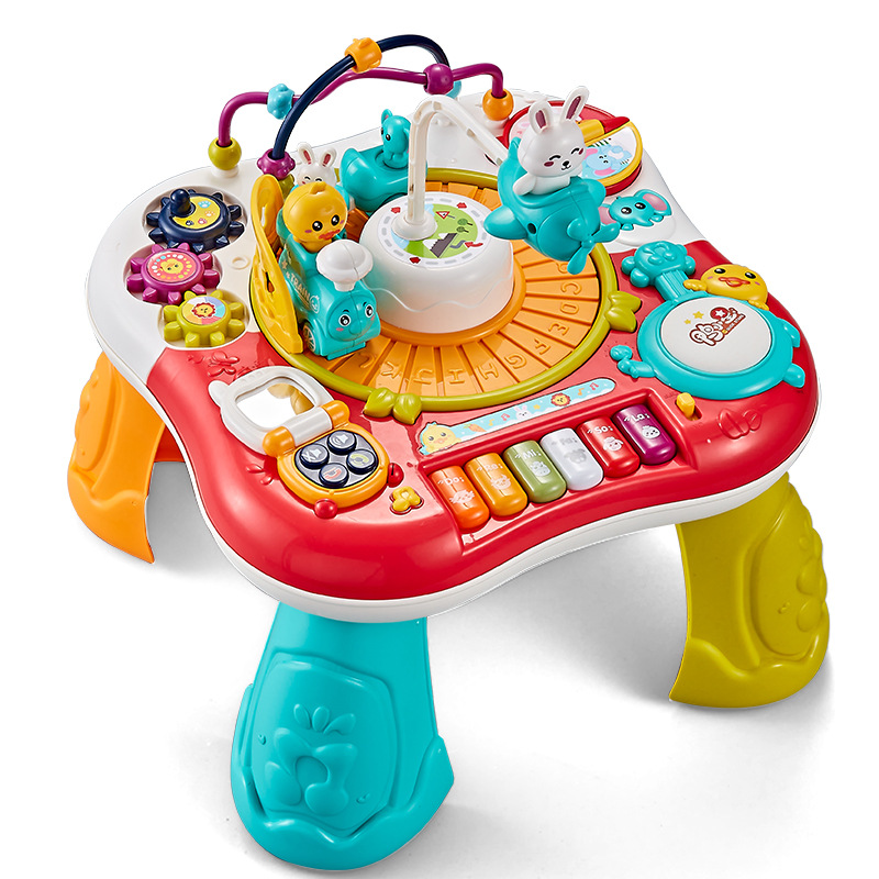 Yellow Duck Baby Multifunctional Game Table Building Blocks Table Children's Educational Baby Toys Early Education One-year-old Gift Cross-Border