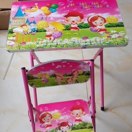 Wholesale children's cartoon study table and chair reading and writing student chair school kindergarten cross folding table suit