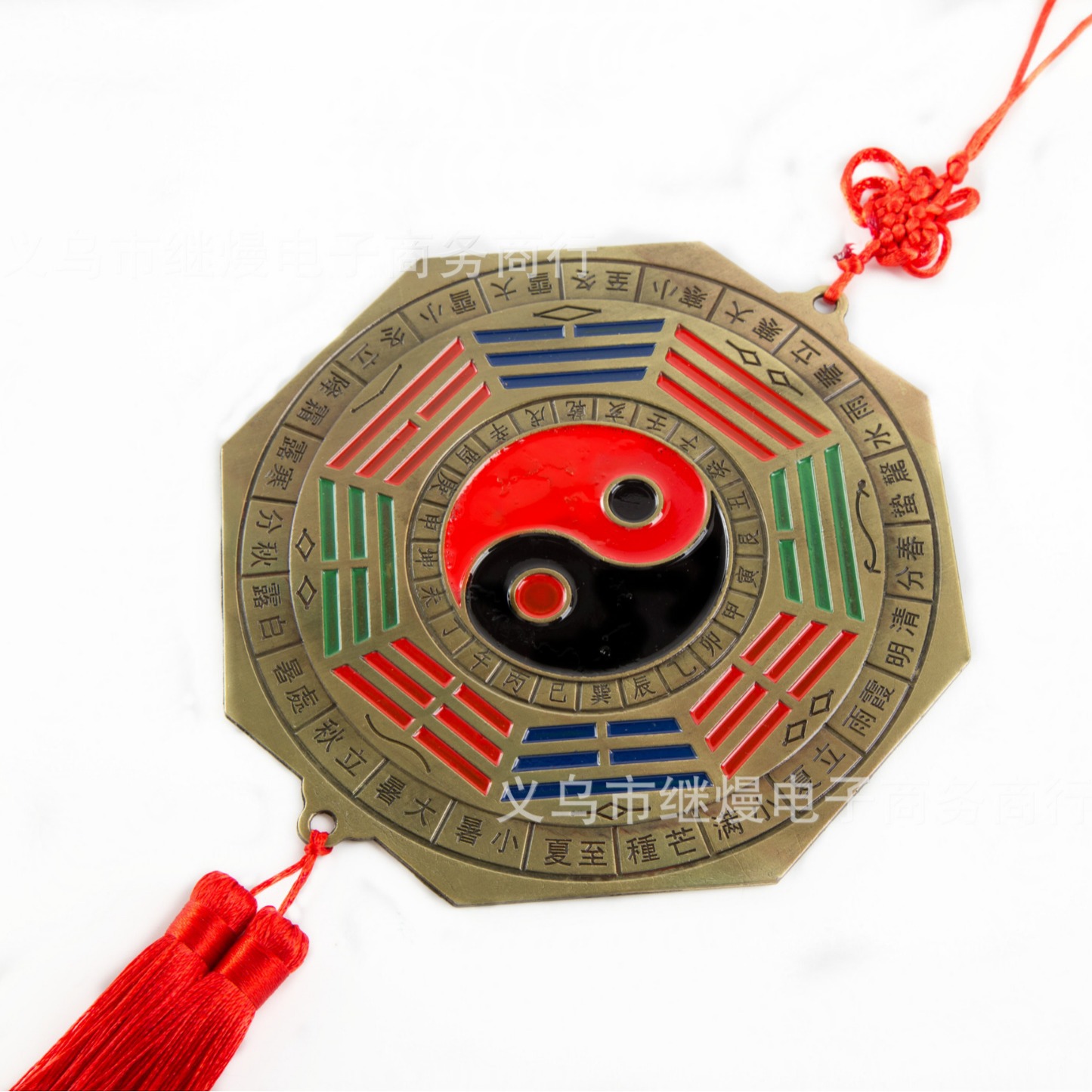 Wholesale Colorful Square Yin and Yang Bagua Mirror Pendant Twelve Zodiac Temple Feng Shui Wedding Home Antique Pendant