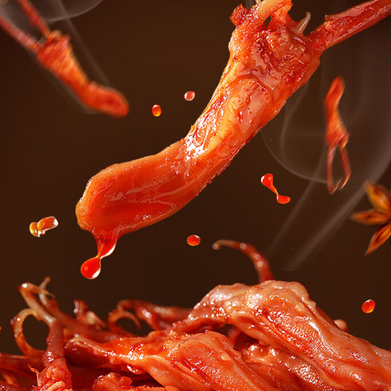 Baicao Flavor Duck Tongue (Five Flavors) 28g Box Size 100 Packages Meat Snacks Braised Ready-To-Eat Portable Small Package