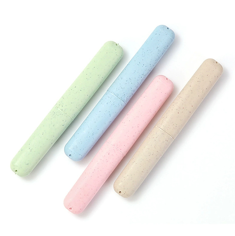 Travel portable toothbrush box colorful candy color transparent toothbrush barrel wheat straw toothbrush cup in stock wholesale