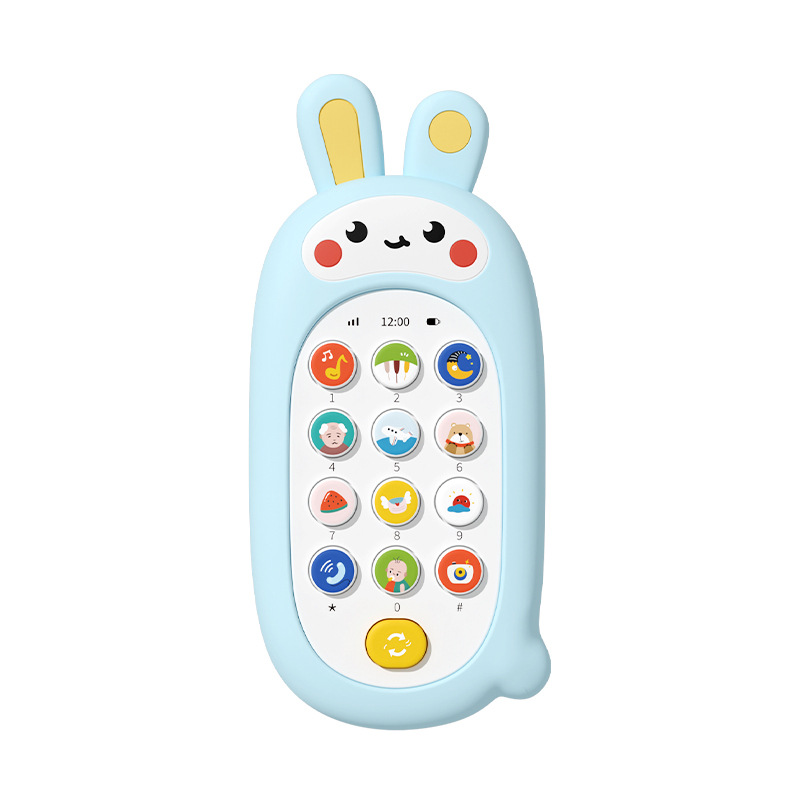 Infant Music Mobile Phone Toy Silicone Shell Can Chew Baby and Kidsren Soothing Early Education Educational Multi-Function Phone