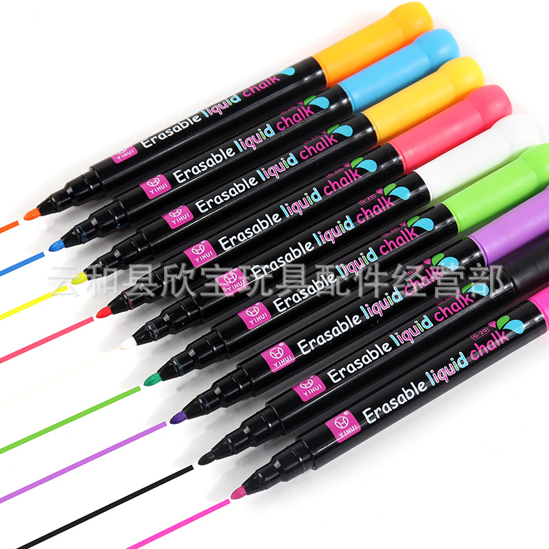 Factory wholesale color water-soluble dust-free liquid chalk water-based erasable blackboard pen painting LED lamp board pen