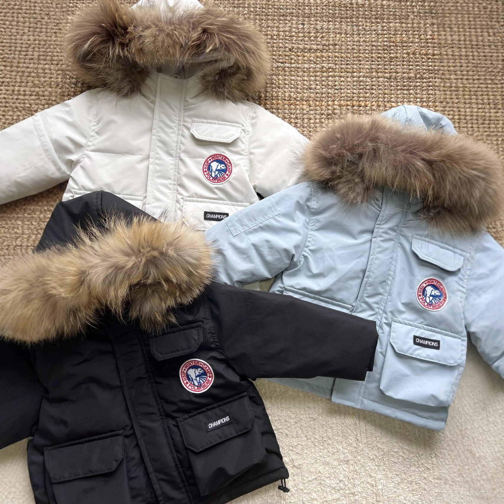 Детская куртка с утеплителем Parker, теплая зимняя, с большим меховым воротником, однотонная, для мальчиков и девочек