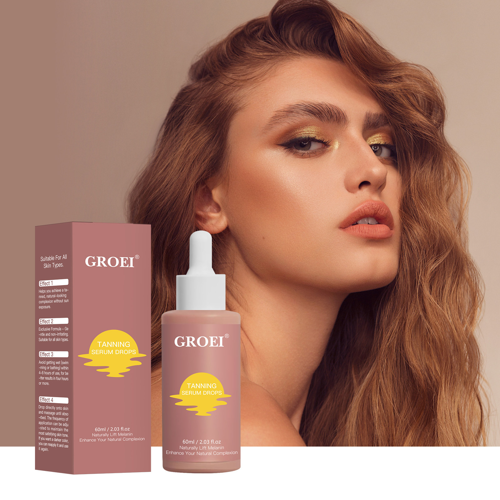 Sunless Tanning Essence Moisturizing and Hydrating to Help Darken Skin Without Sun Exposure, Wheat-Colored Bronze Tanning Essence