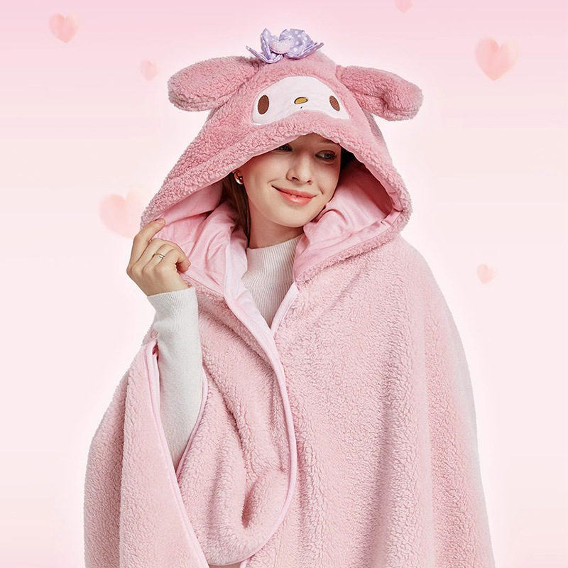 Cute Chong Series Hooded Nap Blanket Lunch Break Blanket Office Air-conditioning Blanket All-match Shawl Blanket Cute Plush Cloak