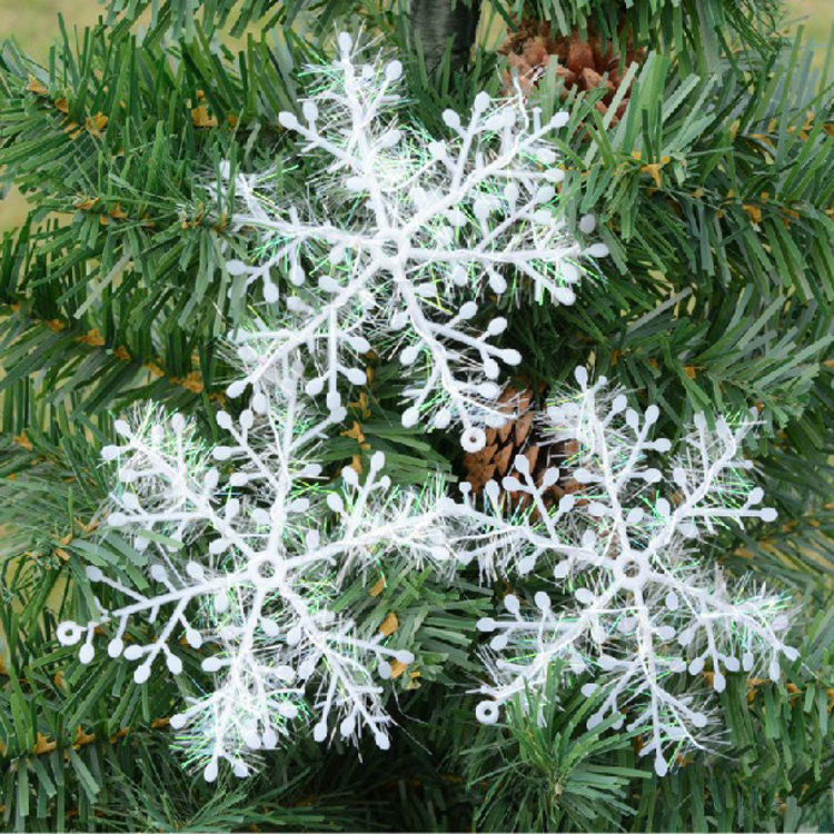 Christmas brushed plastic snowflake 11cm Christmas tree snowflake pendant Christmas snow decorations