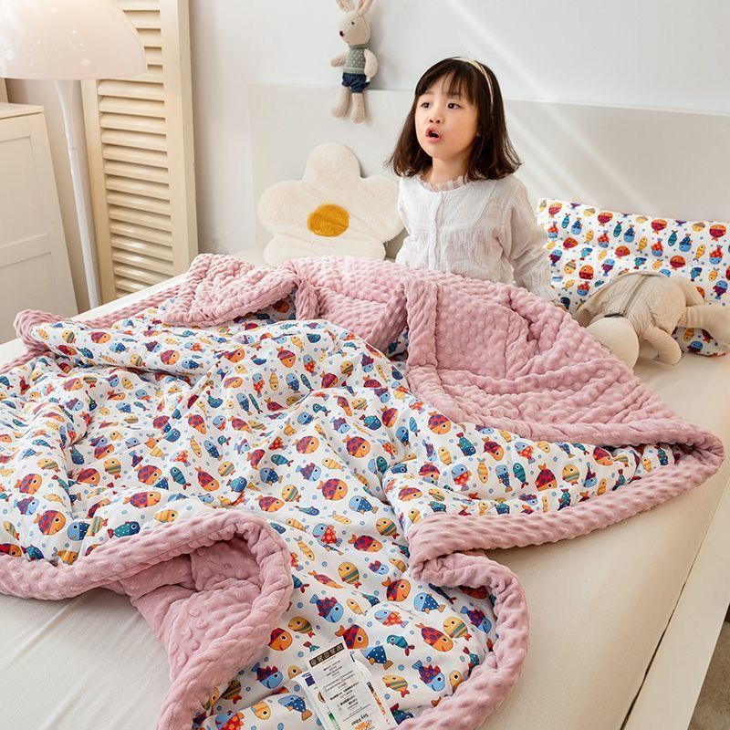 Winter Thickeneded Bean Blanket Baby Spring & Fall Comfort Blanket Kidsren's Baby All Year Round Coral Velvet Small Blanket Soybean Quilt