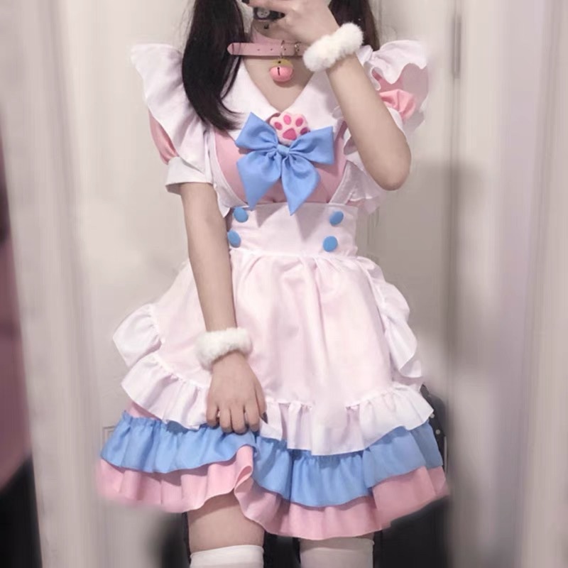 Cute Soft Girl Japanese Lolita Maid Suit Daily Outer Wear Milk Strap Maid Suit Animation Costume Stage Performance