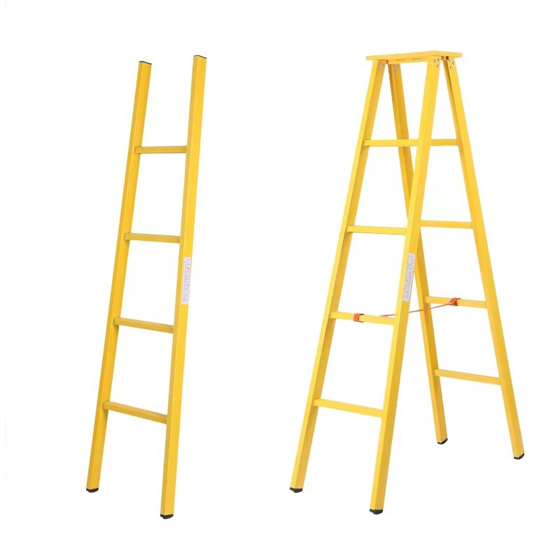 Fiberglass Insulated Ladder Electrician Climbing Insulated Movable Herringbone Ladder Anti-Slip Wear-Resistant Insulated Straight Ladder Climbing Ladder Guard Cage