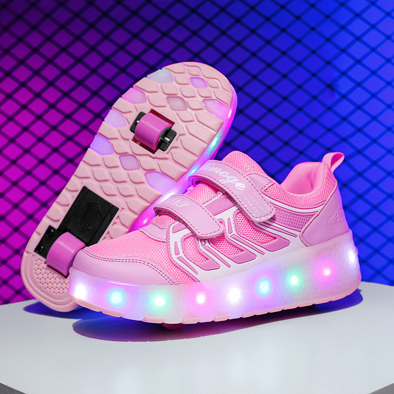 Новые двойные колеса с подсветкой детские роликовые коньки с сетчатым дышащим материалом оптовая продажа