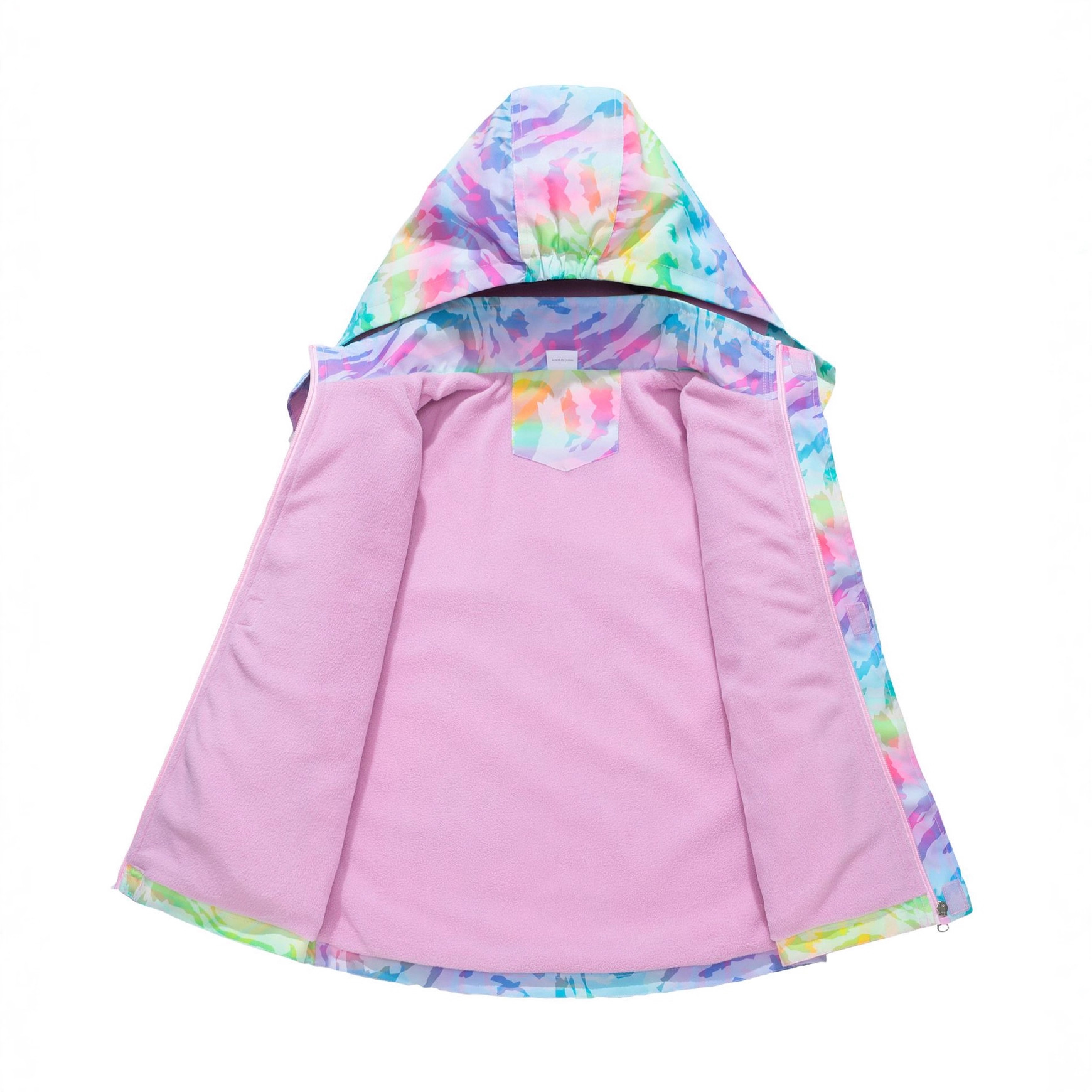 Girls Autumn and Winter New Hatless Zipper Shirt Rainbow Gradient 3D Digital Printing Outdoor Waterproof Breathable Warm Coat