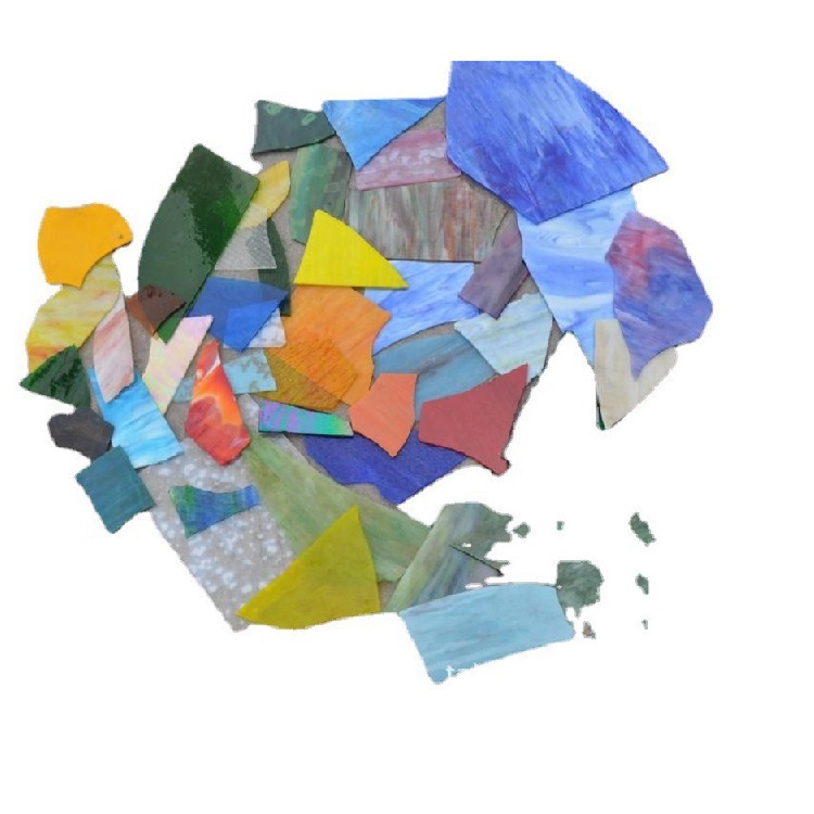 Готовая поставка цветного стеклянного мусора, осколки стекла, цветное полупрозрачное стекло ручной работы