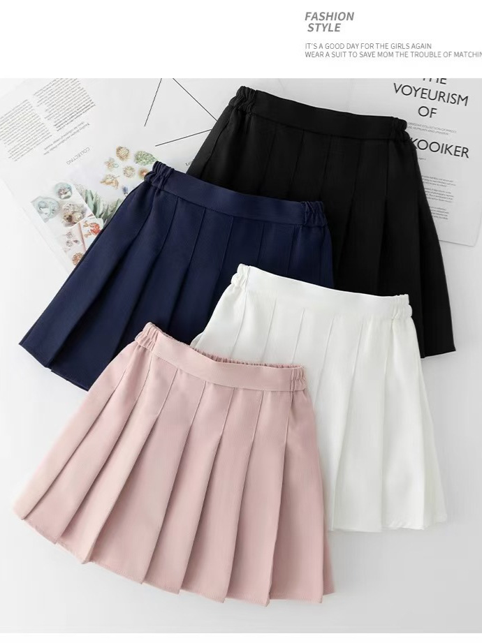 Girl's Skirt 2024 Autumn Girl's All-match White Pleated Skirt JK Uniform Skirt Black Korean Style Short Skirt suit