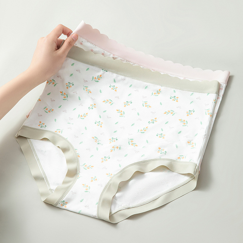 Трусы для беременных с маленьким цветочным принтом, бесшовные, высокие, антимикробные, большой размер