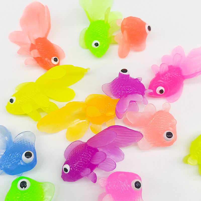 Cross-Border Simulated Small Goldfish Factory Direct Sales New Soft Glue Tpr Fishing Floating Fish Fishing Toys Wholesale