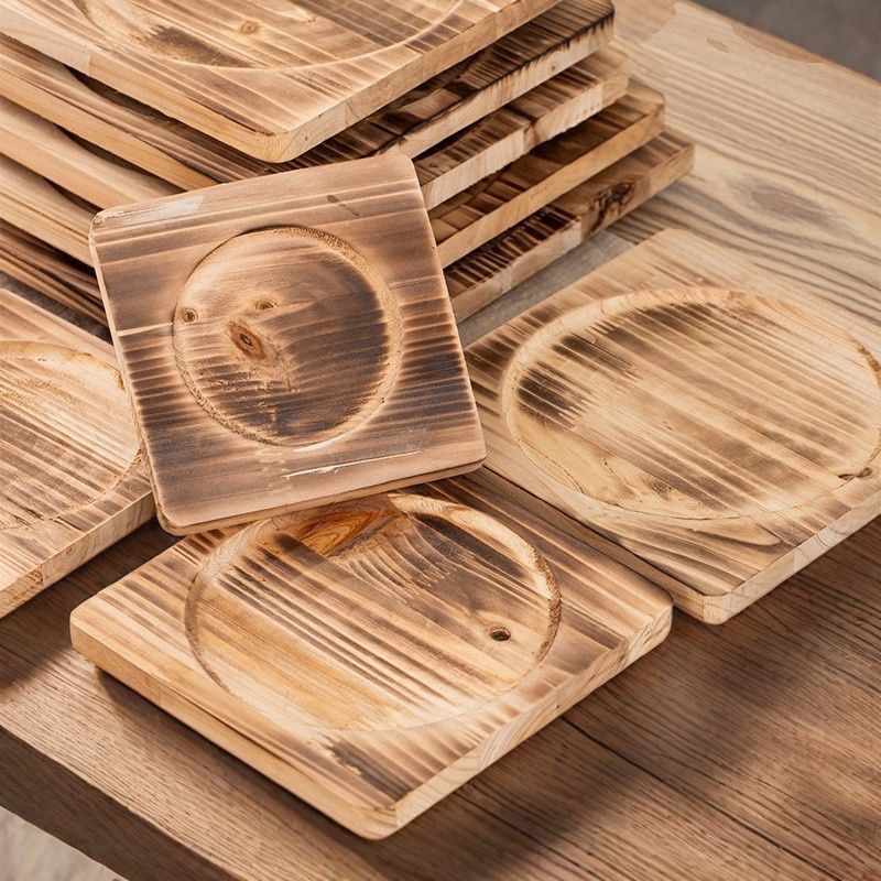 Heat-Insulating Board, Wooden Board, Barbecue Casserole, Stone Bowl, Stone Pot, Wooden Pad, Baking Pan, Anti-Scalding Teppanyaki, Thickened