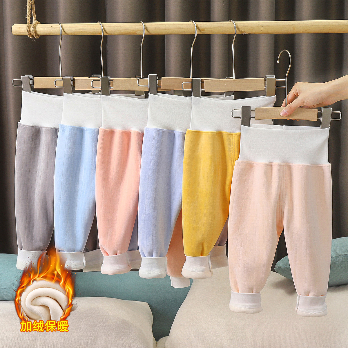 Теплые брюки для малышей на зиму, мужские и женские, внешние брюки, защита живота, длинные брюки, нижнее белье, с флисовой подкладкой