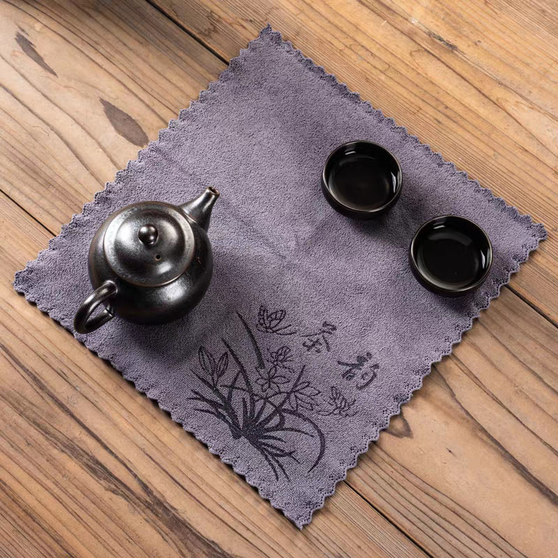 High-End Absorbent Thickened Tea Towel, Lint-Free Tea Table Cloth, Tea Mat, Tea Set, Pot Towel, Square Towel, Customizable with Logo