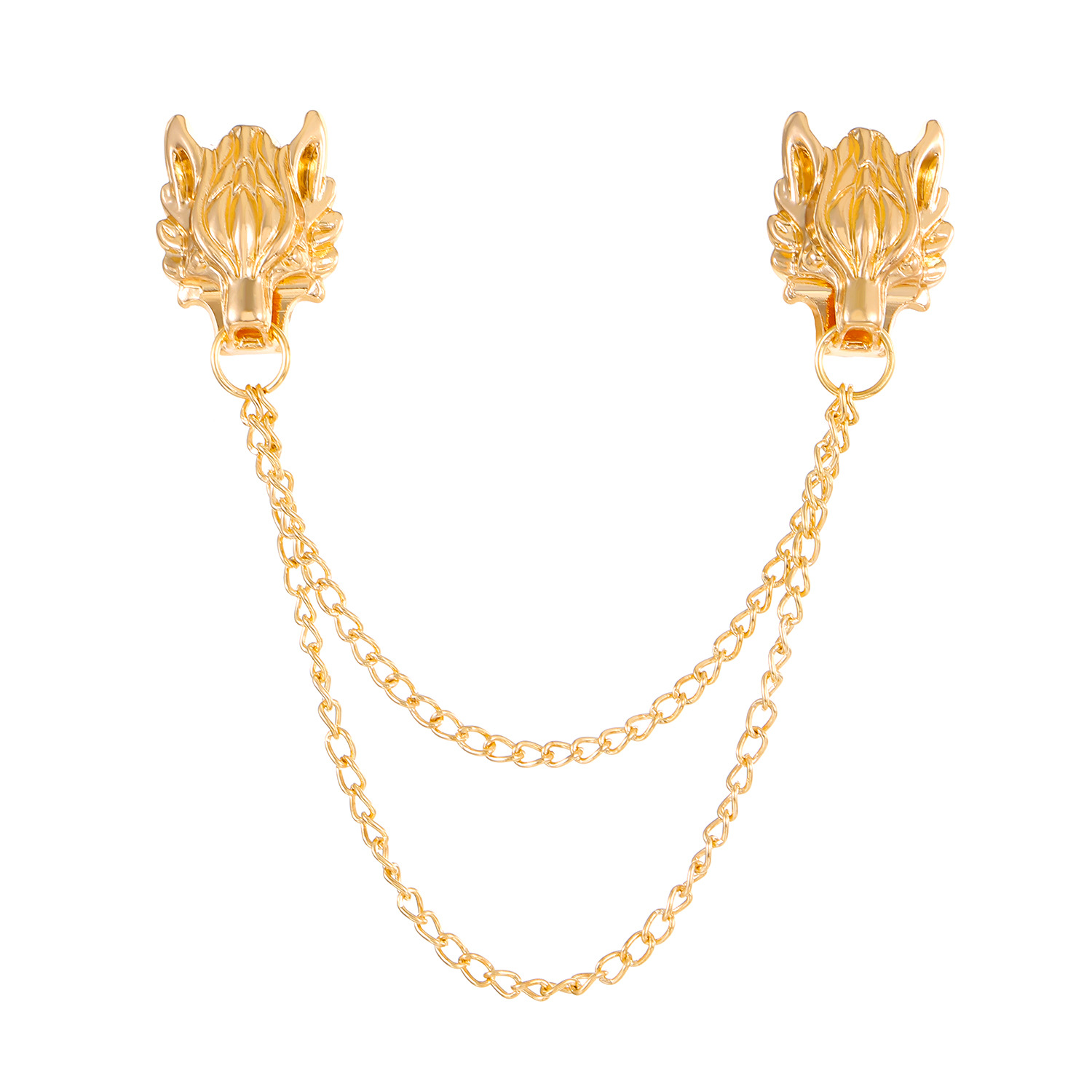 Cross-border hot selling chain faucet brooch men's European and American retro creative design brave suit collar pin alloy collar flower