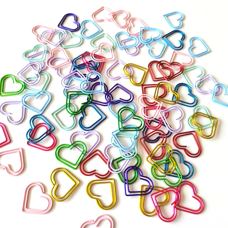 10 цветных металлических сердечек-скрепок милые офисные скрепки для переплета канцелярские закладки