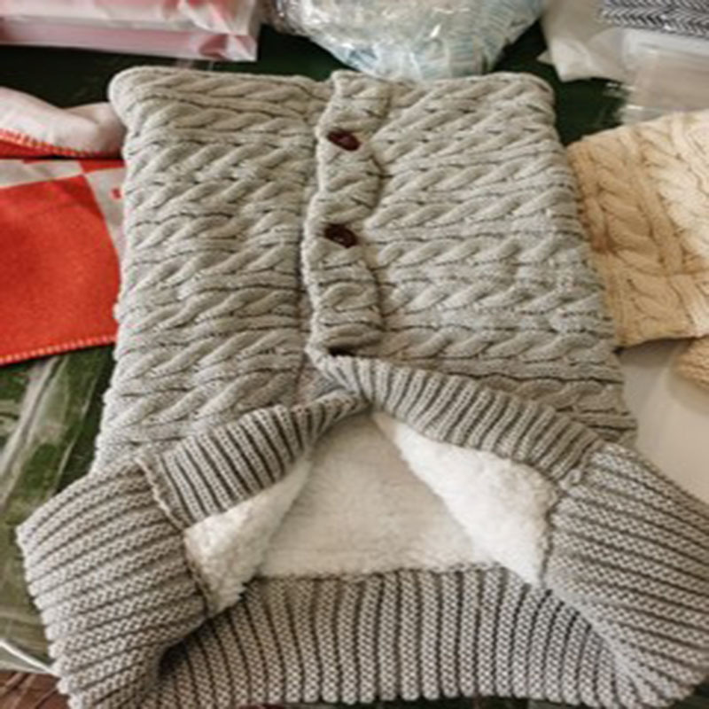 Spring Autumn Winter Knitted Sleeping Bag Baby Carriage Sleeping Bag Swaddling Cart Sleeping Bag Button Twist Sleeping Bag fleece-lined Thickened Bag