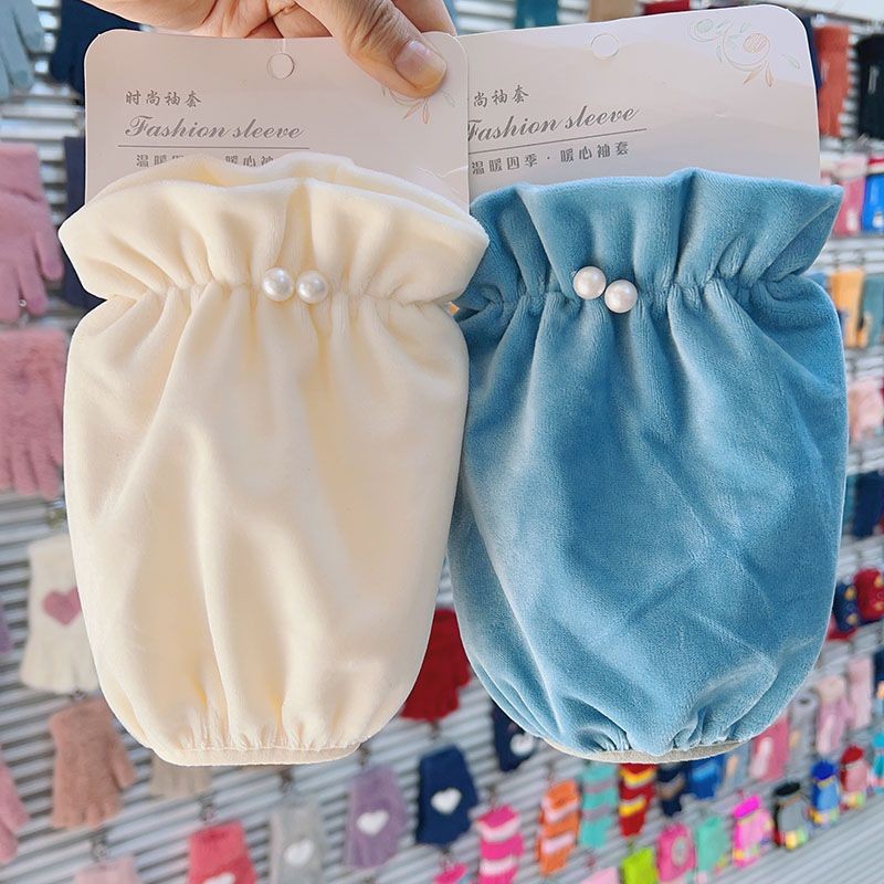 Женский осенне-зимний чехол с рукавами из жемчуга, антизагрязняющий, милый, короткий, плюшевый, для студентов, черный, красный, белый, кросс-бодер