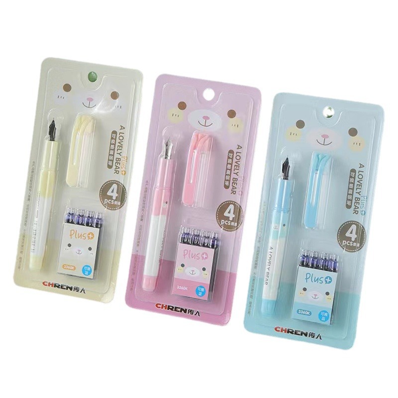 Wholesale Header Pen with Replaceable Bag Pen Set Straight Liquid Large Tip/Small Tip Erasable Blue 3.4mm Ink Bag Pen