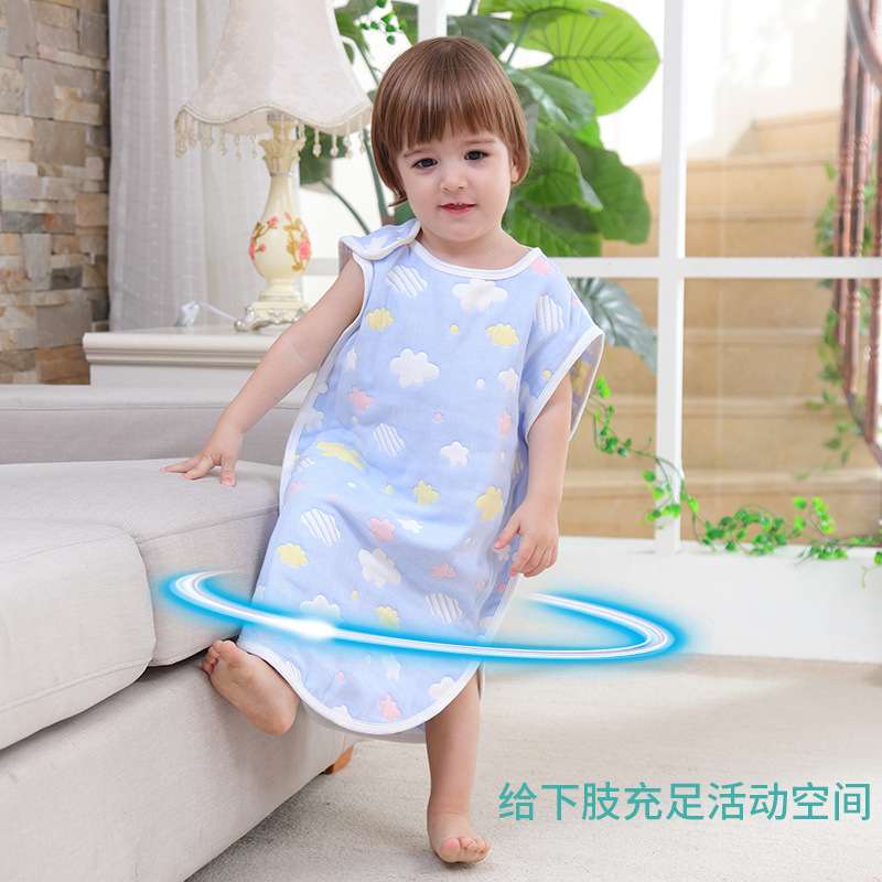 Wholesale Baby Mushroom Sleeping Bag Children's Four Seasons Universal Air-conditioning Room Cotton Anti-kick Vault Six-layer Gauze Sleeping Bag
