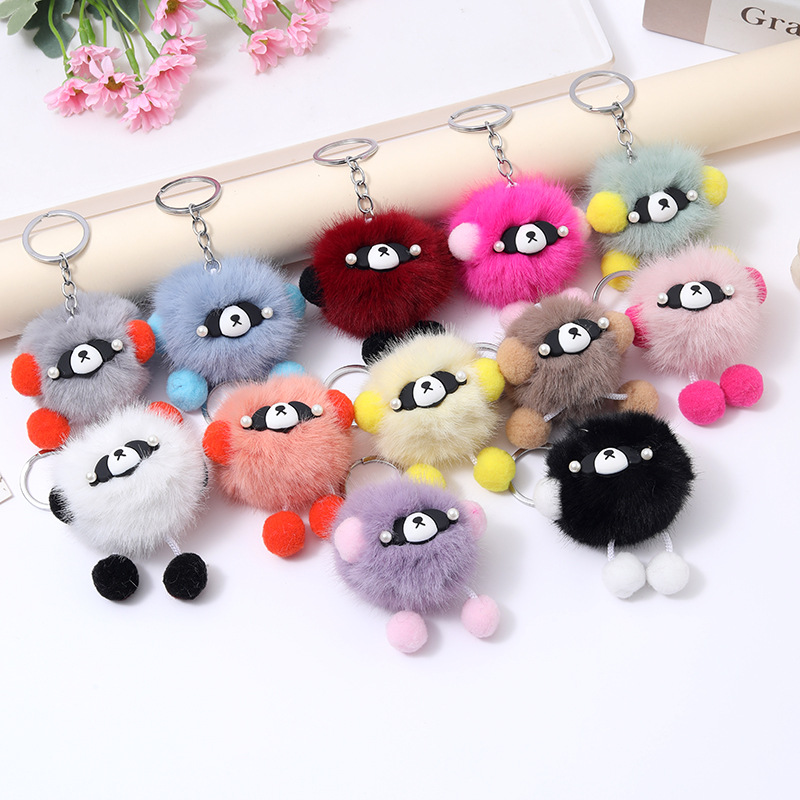 Imitation Mink Plush Pendant with Shoes Genie Keychain Pendant Cute Fur Ball Cartoon Creative Pendant Bag Hanging Chain