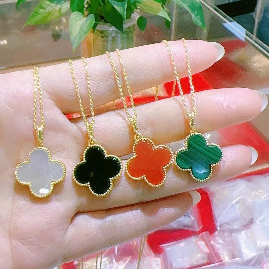 К necklace из 18K золота, кулон в форме четырехлистного клевера, Au750, розовое золото, цепочка для шеи, украшение для женщин