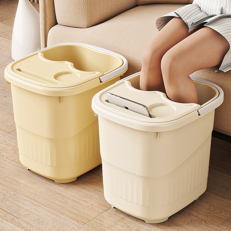Foot Bath Bucket Household Thickeneding and Heightening with Roller Portable Foot Bath Bucket over Calf Insulation Massage Foot Bath Bucket Foot Basin