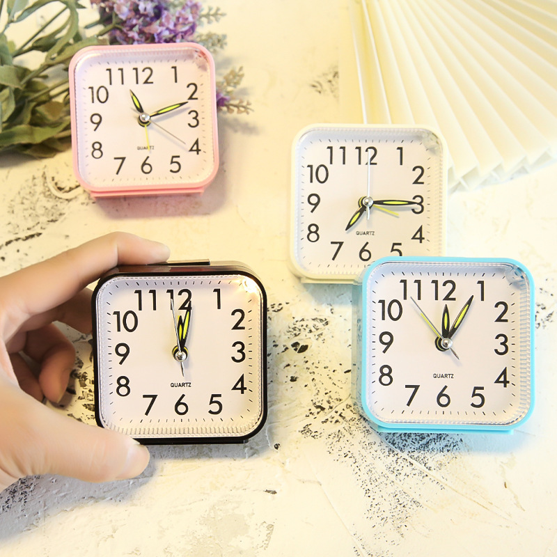 Square Simple Three-Dimensional Fashion Home Decoration Night Light Alarm Clock Student Digital Creative Small Clock Factory Direct Sale