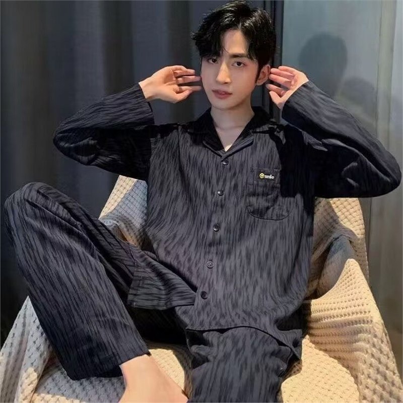 Пижамы для мужчин 100% хлопок весна и осень длинные рукава большие размеры для полных мужчин кардиганы и домашняя одежда