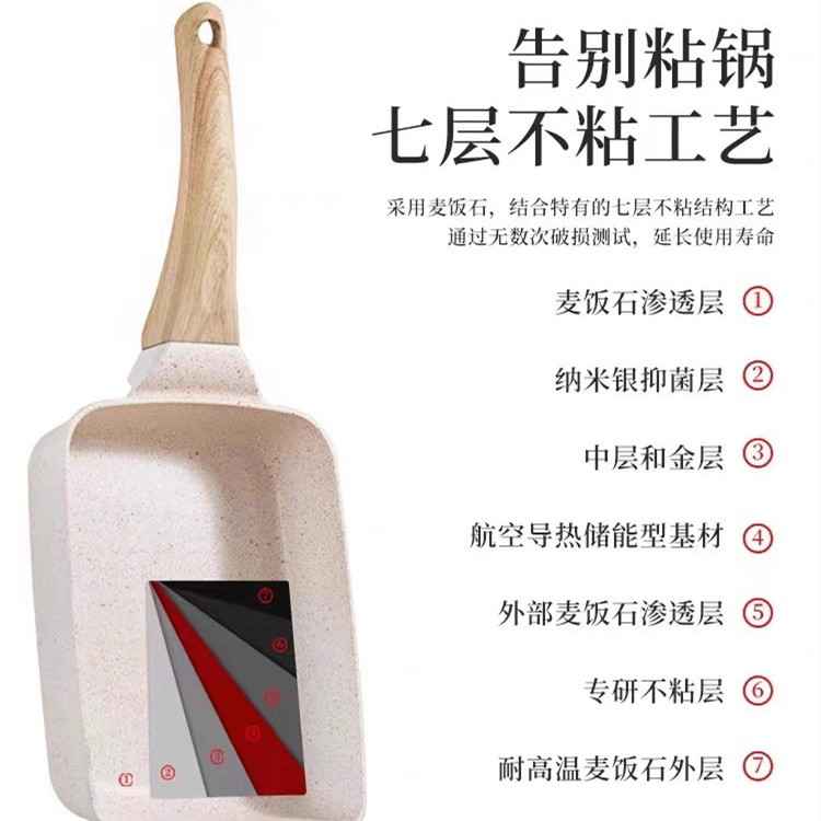 Japanese-style Yuzi Burning Frying Pan Non-stick Pan Mini Maifan Stone Thick Egg Burning Household Fried Egg Breakfast Pan Mini
