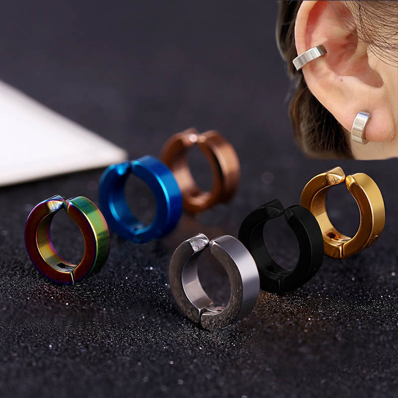 Titanium Steel Ear Clip Men's Non-fading Ear Holes Simple All-match High-end Antique Hot-selling Trendy Accessories Women's Earrings Jewelry