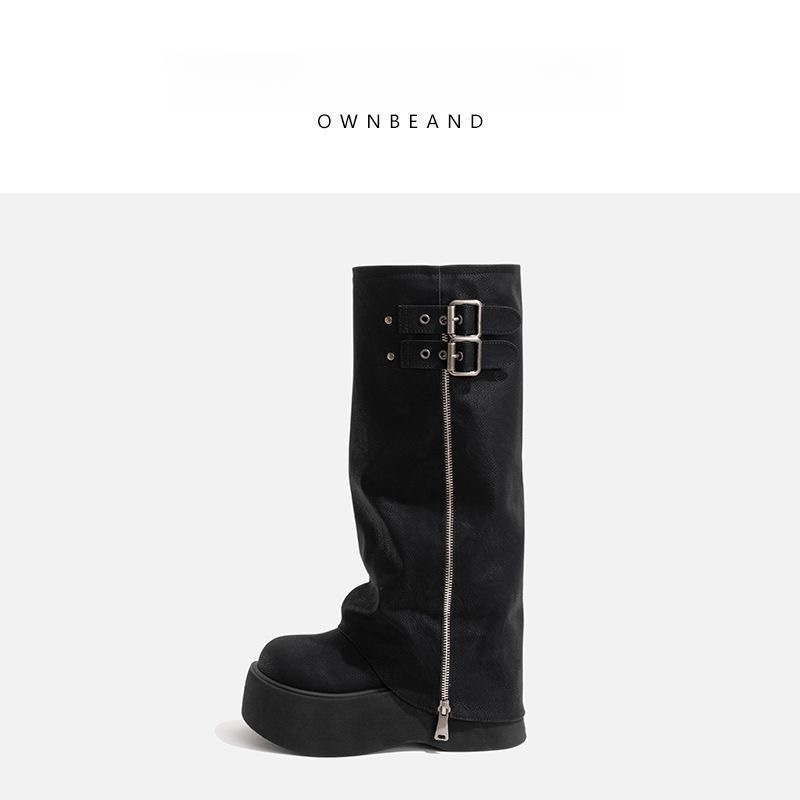 Zhao Lusi Thick-Soled 8cm Height-Increasing Niche Trouser Design Martin 2025 Spring and Summer Maillard Versatile Fashion Short Boots